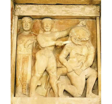 Perseo e la Gorgone, Metopa tempio di Selinunte,ora presso museo archeologico di Palermo