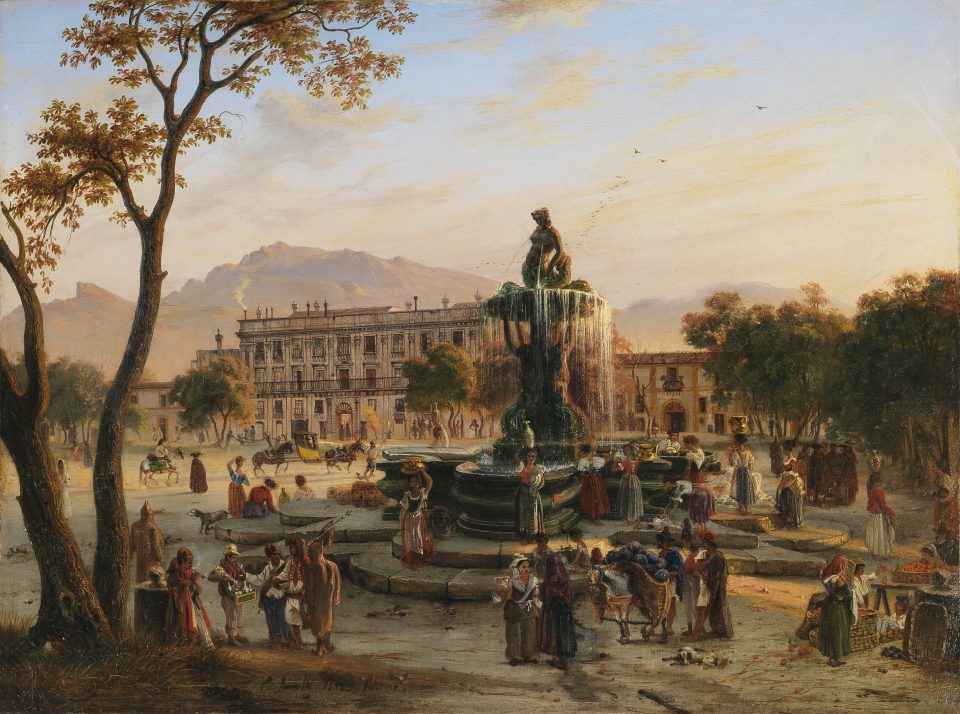 Fontana della sirena, chiamata anche Fontana Eufrosina, opera del Gagini, in Piazza Indipendenza a Palermo fino al 1848