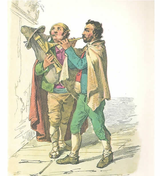 Due zampognari nella Napoli del XIX secolo.