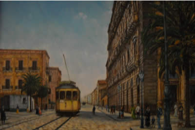 Via Roma ai primi del XIX secolo in una ricostruzione pittorica di Antonio Mesiti.
