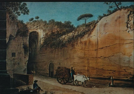 Quadro con ingresso della grotta vecchia di Pozzuoli al tempo del Basile