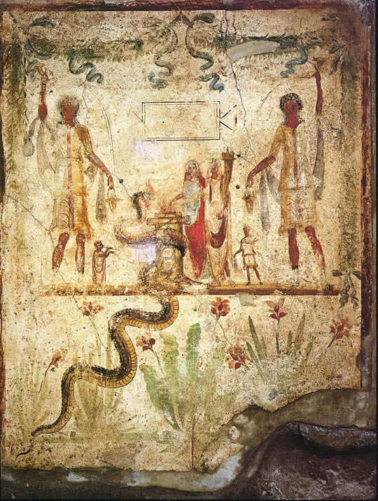Affresco nel Lararium della casa di Iulius Polybius a Pompei
